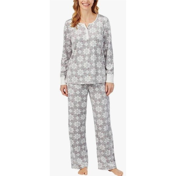 Nautica Other - Nautica Womens Gray/White Snow Flake Cozy Fleece Pajama Set Size Medium